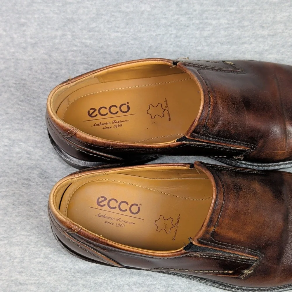 ECCO Shock Point Mens 43 US 9-9.5 Brown Leather Slip On Dress Shoes Slovakia